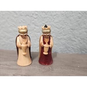 Vtg ERZGEBIRGE Nativity 2 Wise Men Replacement Miniature Figurines Wood Germany